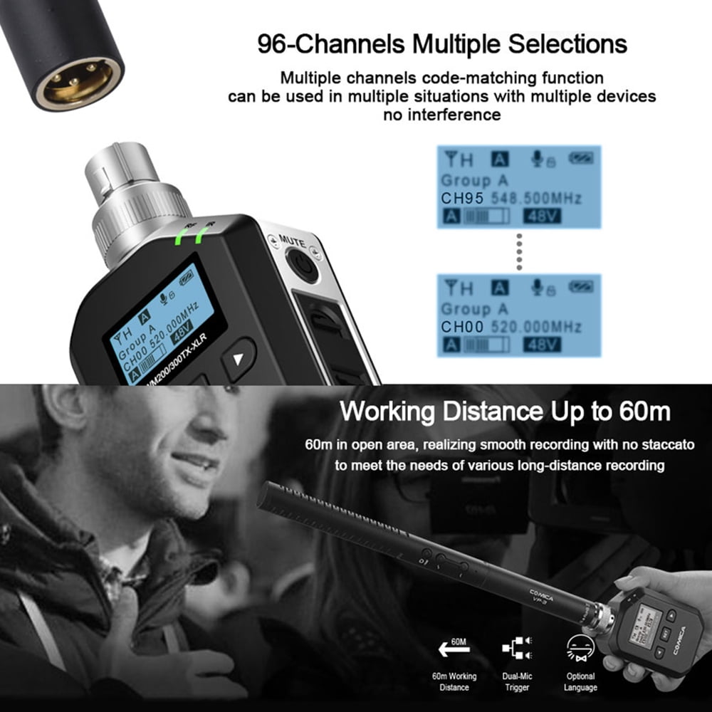 Comica Wm200300-xlr 96 Canales Uhf Cannon Interface Metal Comica Wm200300-xlr 96 Canales Uhf Cannon Interface Metal